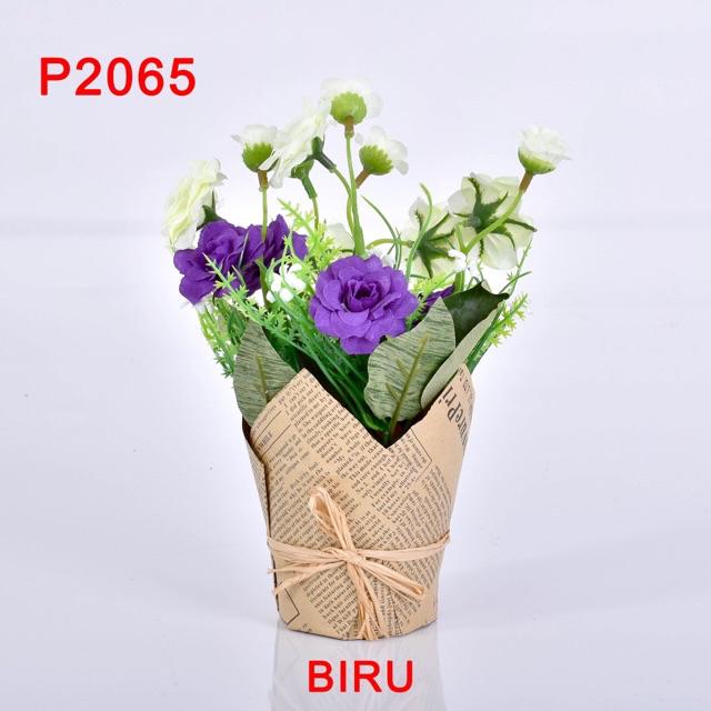 Bunga plastik / bunga dekorasi / p2065-Biru