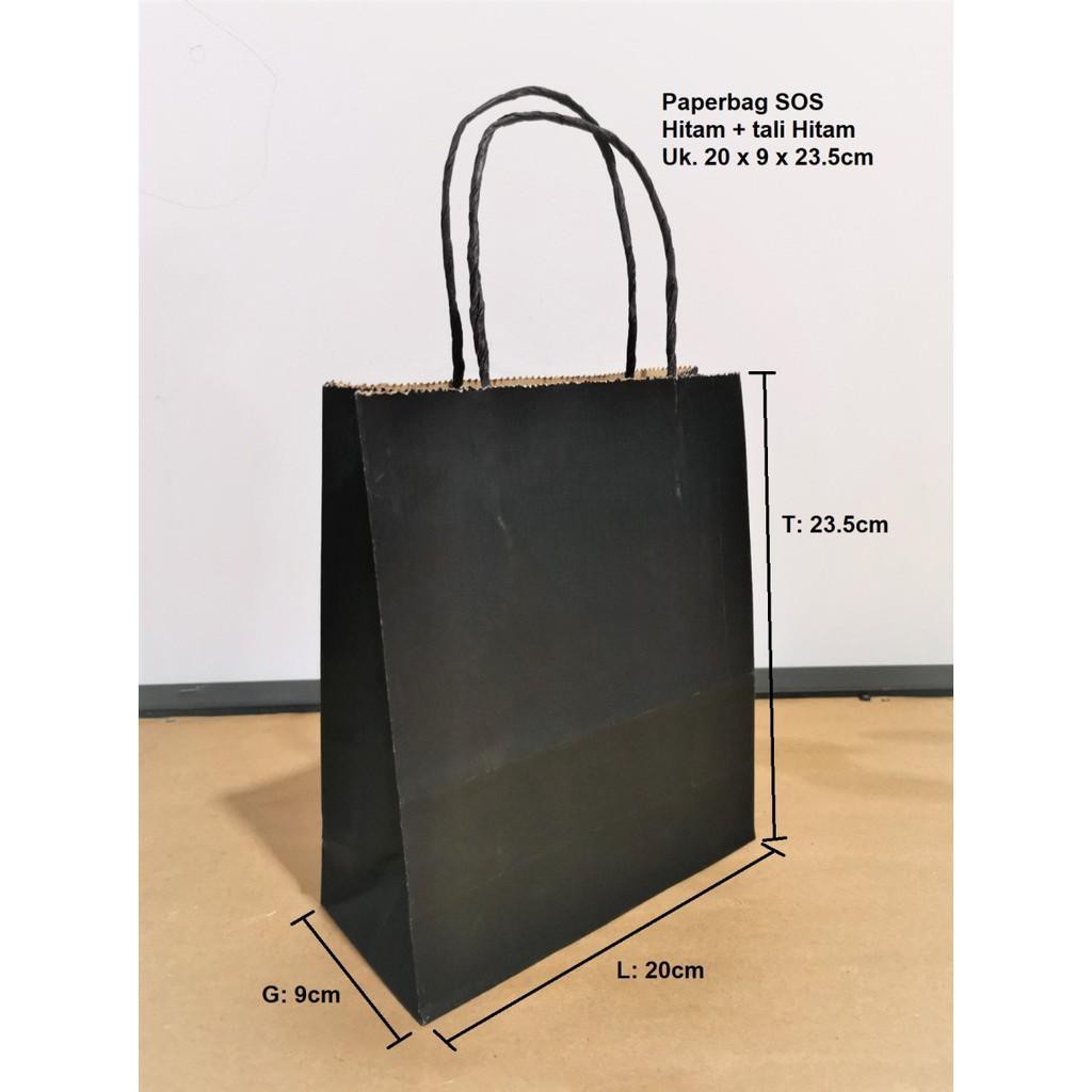 

10 Pcs Paperbag XL Mini Hitam Tali 20x9x21cm
