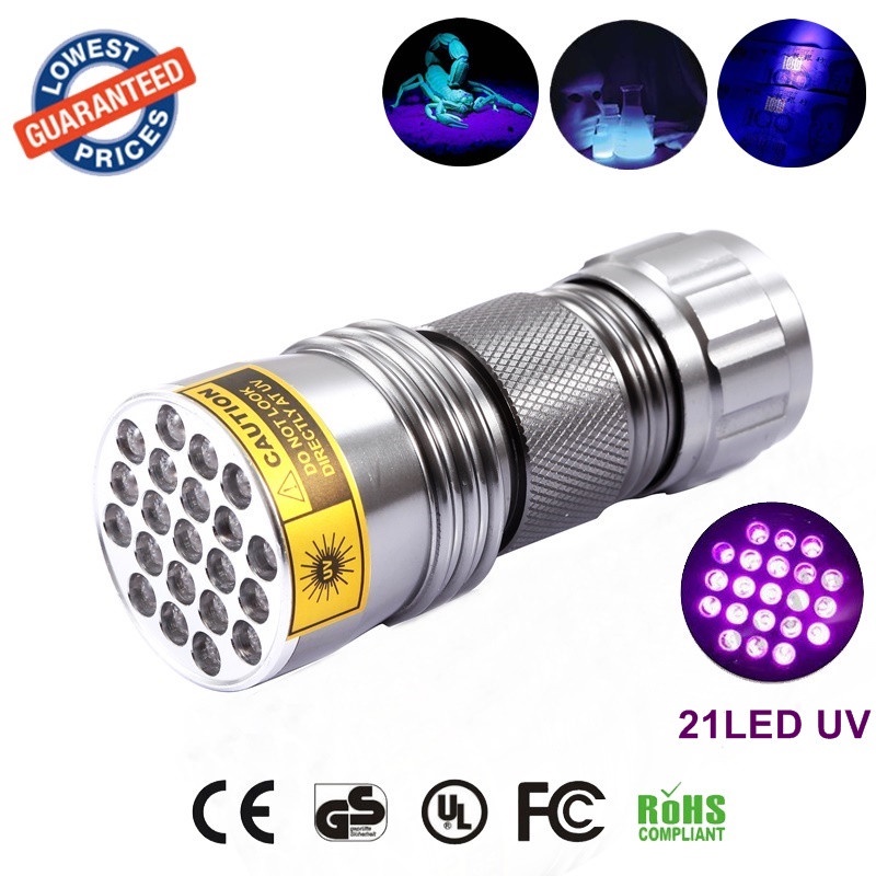 Senter UV 395nm 21 LED Murah - Silver