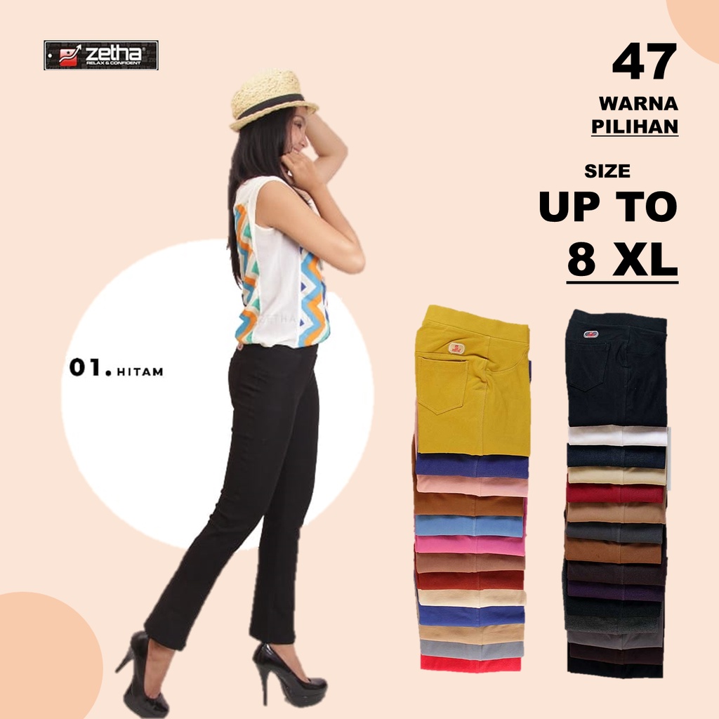 (COD) Celana Panjang Zetha Warna Katun Hitam / Celana Zetha Original / Celana Kerja / Celana Legging