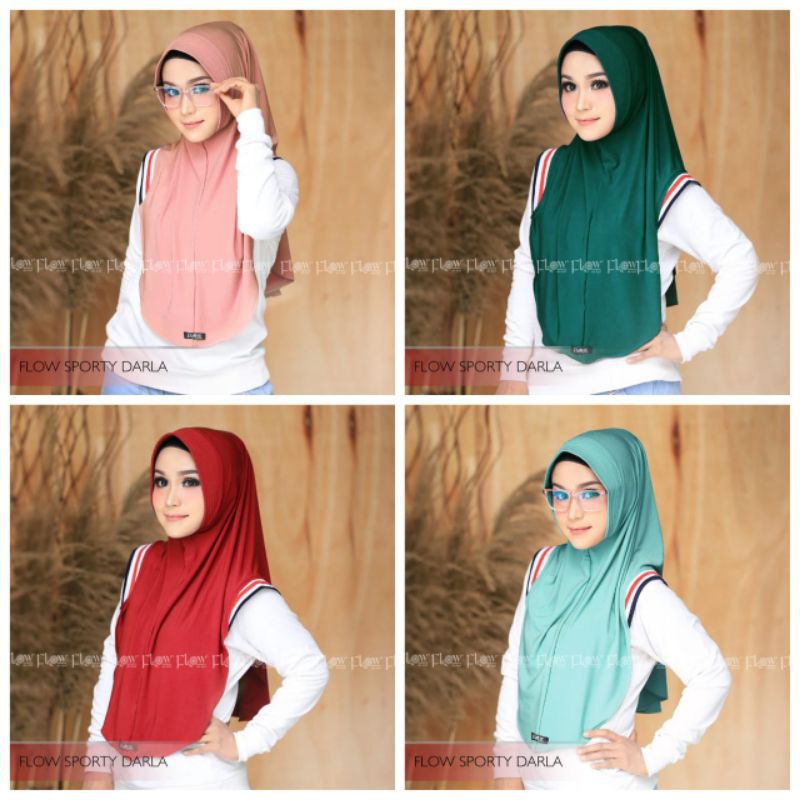 Flow Idea Hijab - Bergo Darla sporty/Hijab Olahraga/Hijab Simpel/Hijab Instan/Premium Jersey Origina