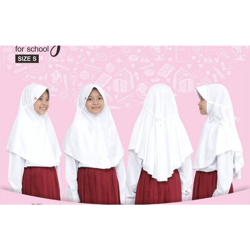 JILBAB ANAK SEKOLAH SD BAHAN KAOS SERUT PITA BELAKANG
