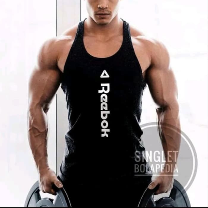 Singlet REEBOK WORD / kaos running gym fitnes / Baju training pria