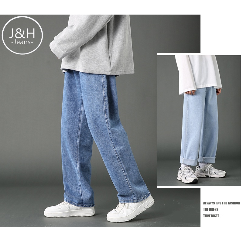 Celana jeans pria celana panjang pria celana korean style pria baggy pants celana jeans biru 2023 baru celana jeans reguler pria celana kulot jeans