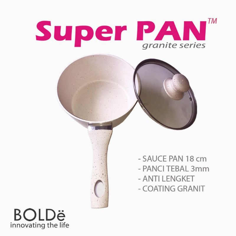 BOLDe Sauce PAN 18 cm + Glass lid, Granite Beige Series