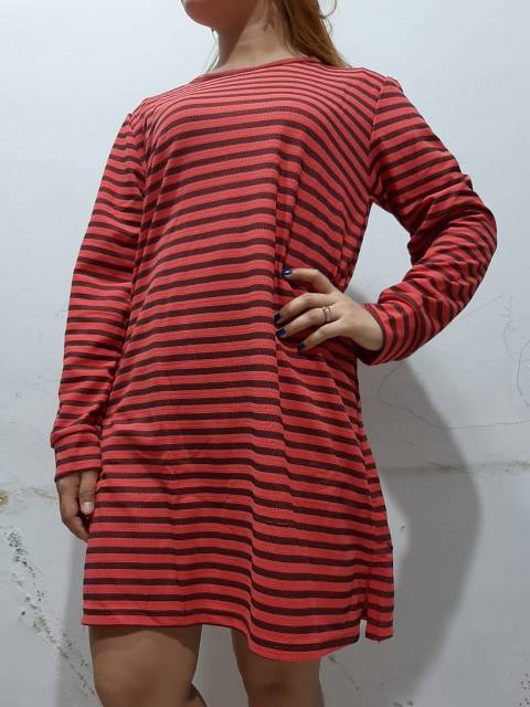 DRESS SALUR PANJANG BELAH SAMPING TANGAN PANJANG /TUNIK CEWEK MURAH