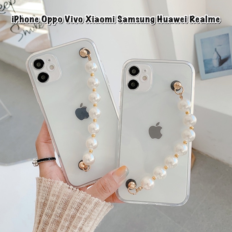 Chain grip Mutiara include case  ALL PHONE TYPES SAMSUNG OPPO A33 A03 A10 A22 M62 A53 RENO 4 5 6 Pro