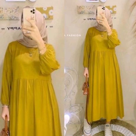(PALING DICARI) Long tunik jumbo import katun rayon twill motif polos busui friendly / Tunik wanita 