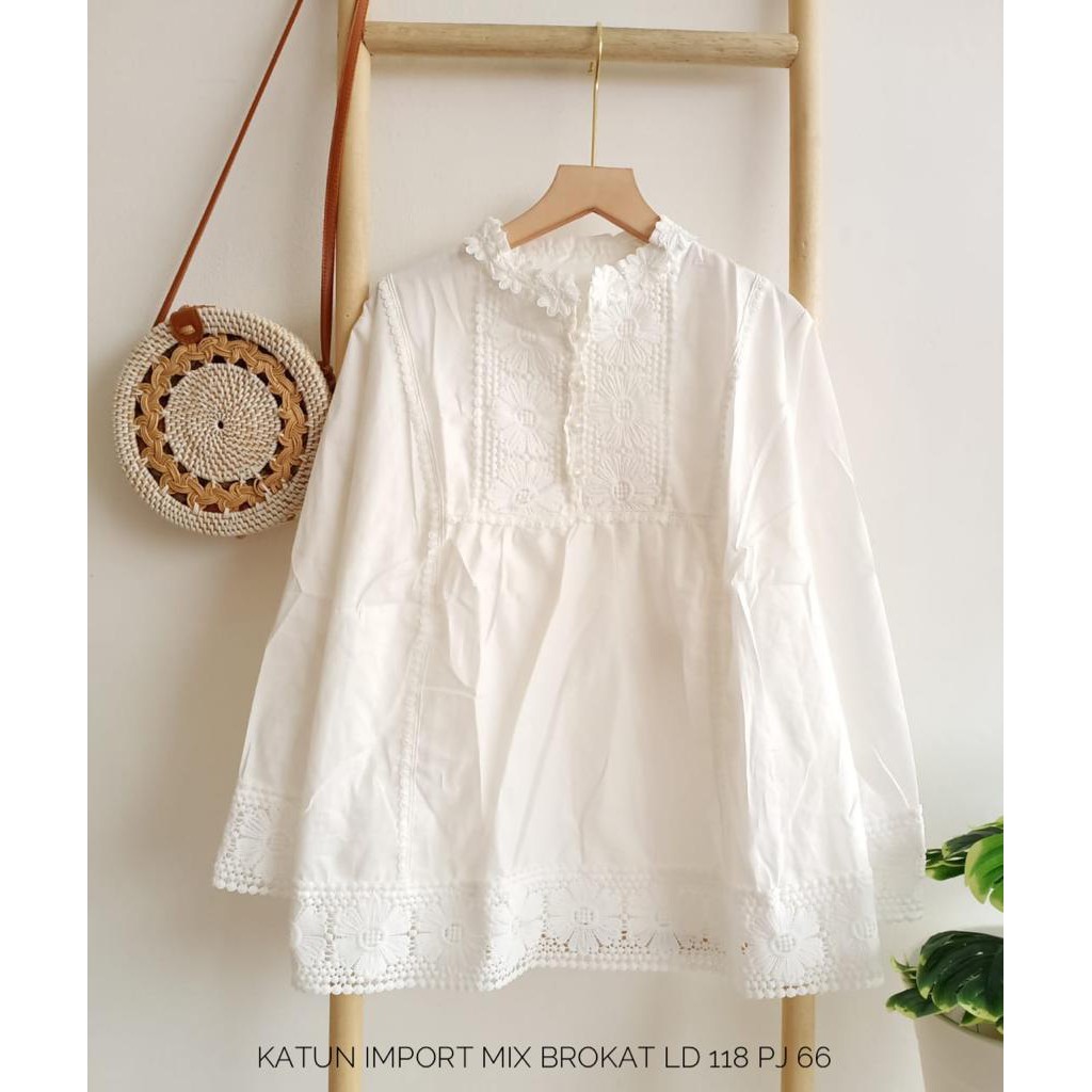 blus putih katun import