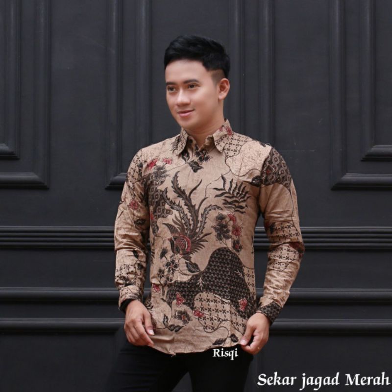 KEMEJA DAN HEM BATIK PRIA MOTIF YASMINA PUTIH