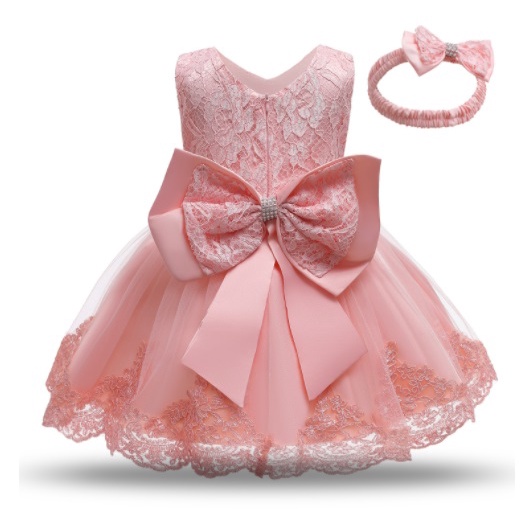 DRESS PESTA ANAK PEREMPUAN IMPORT / BAJU PESTA ANAK TUTU SATIN IMPORT + BANDO