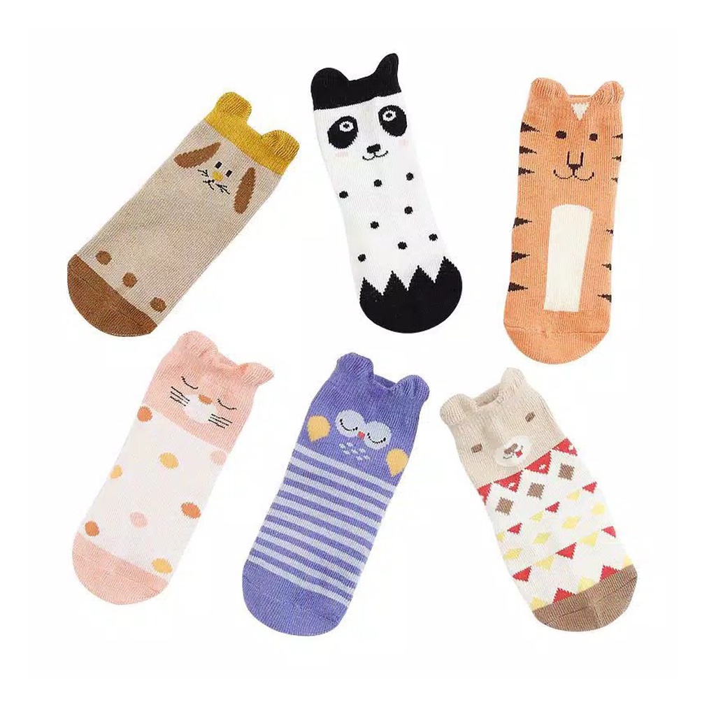 BRGUNIK Kaos Kaki Bayi Import Korea Lucu Dengan Anti Slip Unik Motif Animal KK007