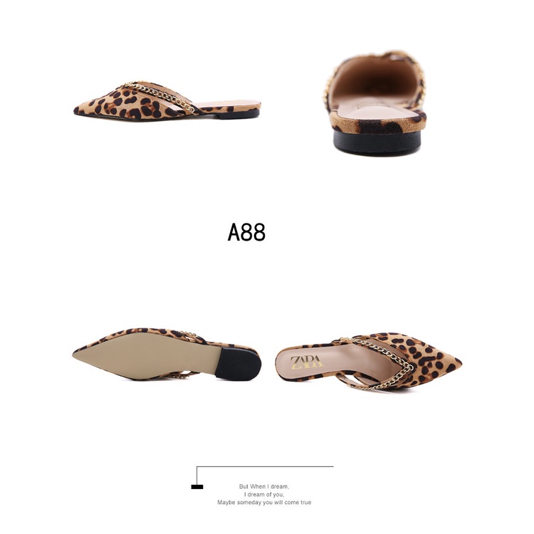 ZRLeopard Print &amp; Black Flat Shoes  #A88