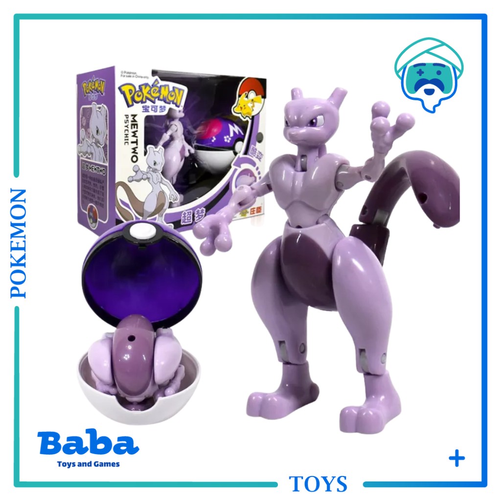  Mainan  Anak Figure Pokemon  Pokeball Deformation Mewtwo Toy 