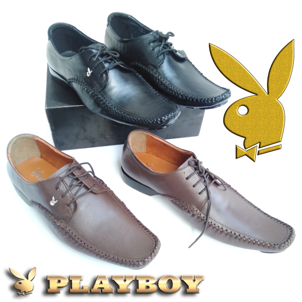 SEPATU PANTOFEL PLAYBOY KULIT ASLI / SEPATU FORMAL PRIA PLAYBOY ( COKLAT ) SEPATU KERJA KANTOR PRIA