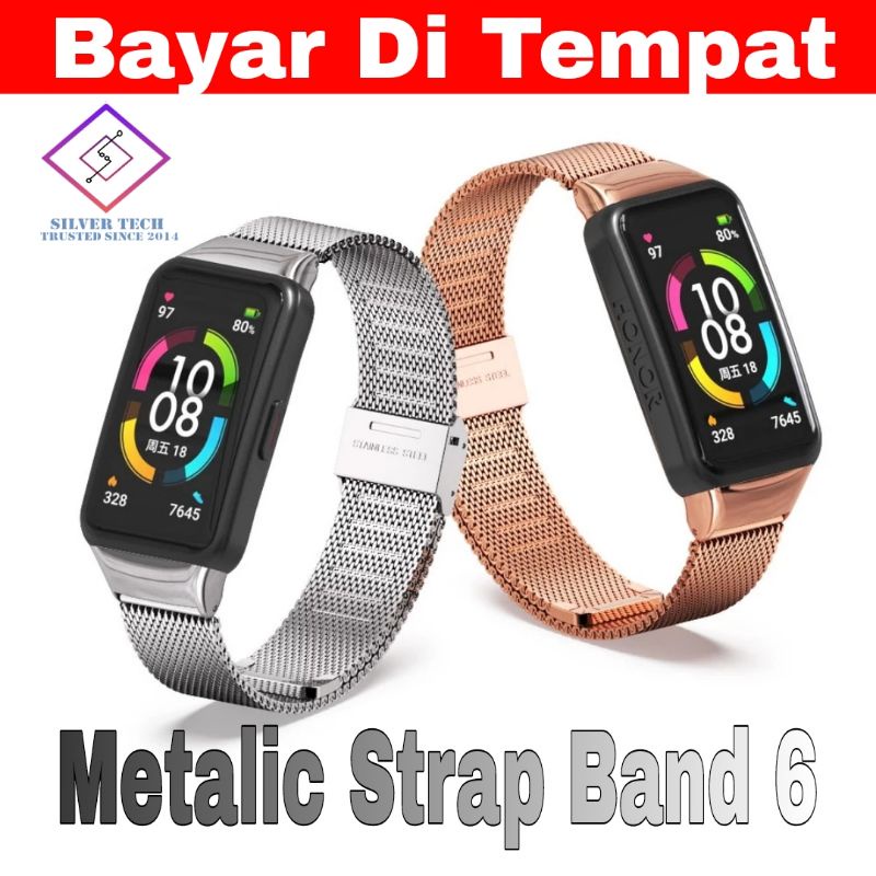 Silvertech Metalic Strap Kompatible For Huaweii Band band 7 dan band 6 Strap Metalic Tali Jam Metalic Band 6 Honorr