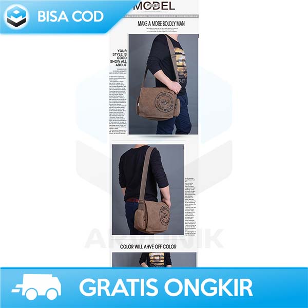 TAS SELEMPANG ORI PRIA TREND MANJIANGHONG 1124 TRENDY KANVAS PRIINTING