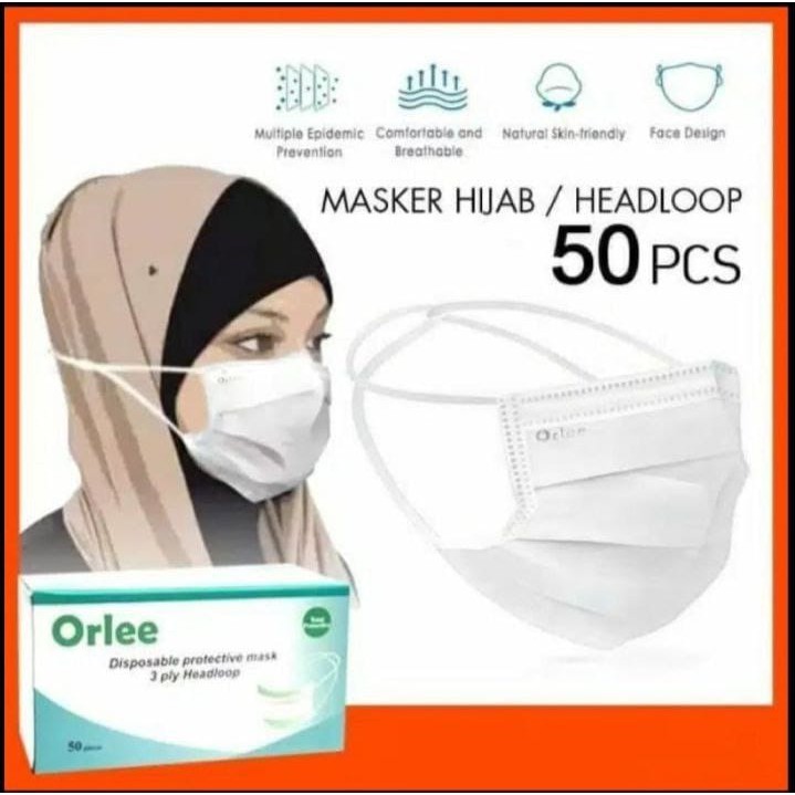 [ORIGINAL] [PER BOX] Orlee Masker Medis Kesehatan 3 PLY / Lapis Mask Wajah - Isi 50 Pcs