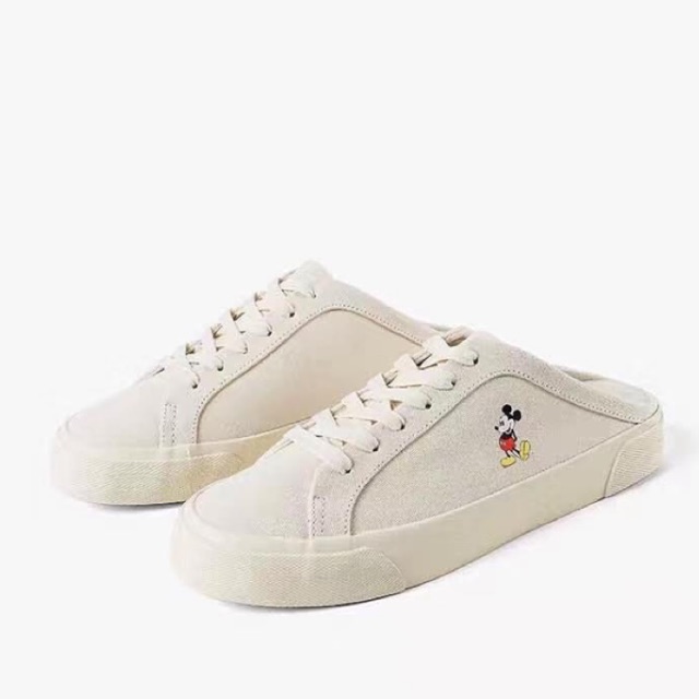 Zara white half shoes mickey | Shopee 