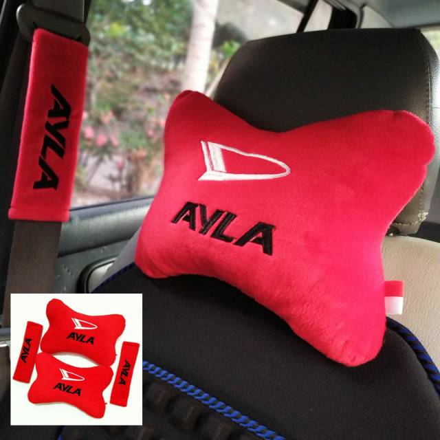Bantal Mobil Daihatsu Ayla Merah Sandaran Jok Mobil Daihatsu Ayla
