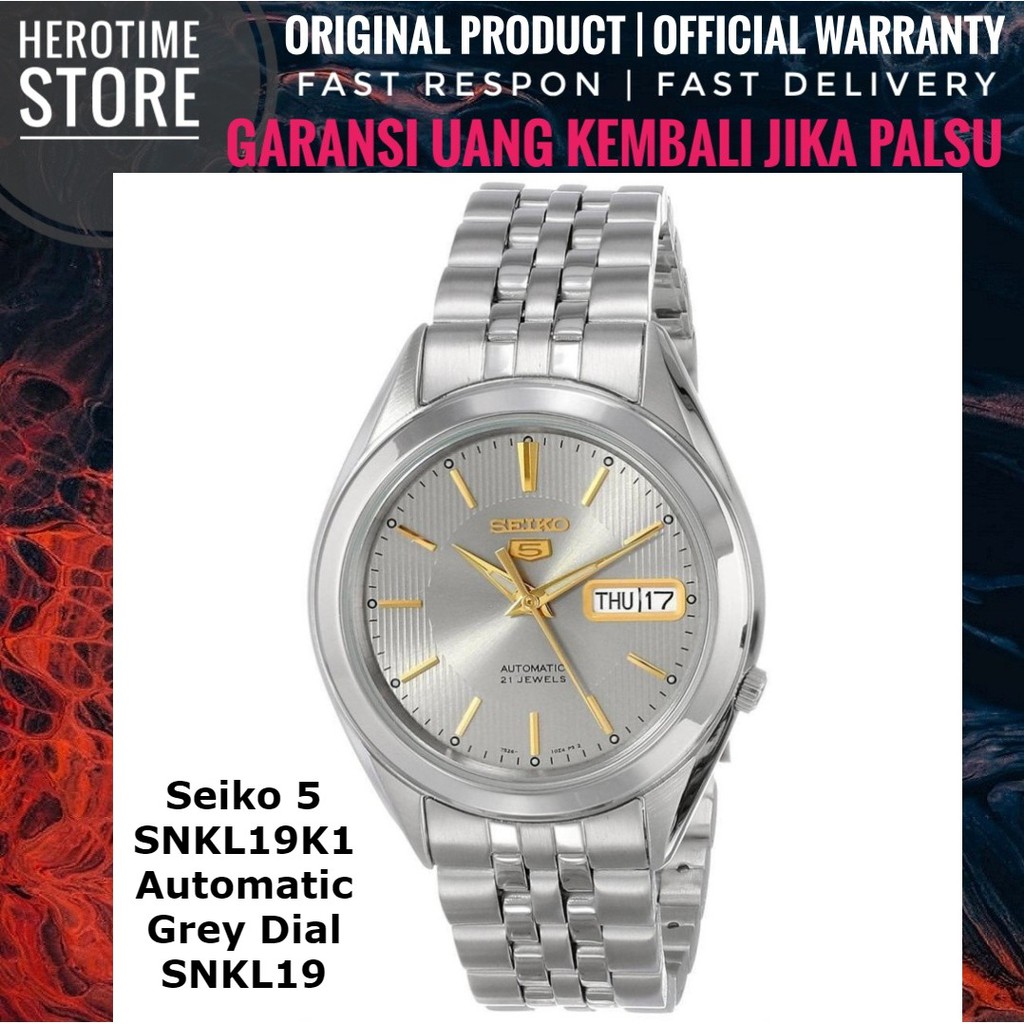 Jam Tangan Seiko 5 SNKL19K1 Automatic Grey Dial SNKL19 Garansi Resmi ORIGINAL