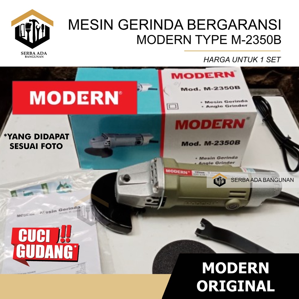 MODERN M-2350 B Gerinda Tangan 4 Inch Angle Disc Grinder Gurinda Grinda Listrik Mesin M2350B M-2350B