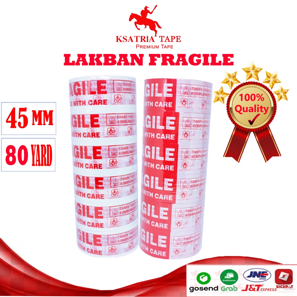 

[TERMURAH] Lakban OPP Tape / Lakban Fragile Dunia Packing 45 mm X 80 yard [Slop] -COD