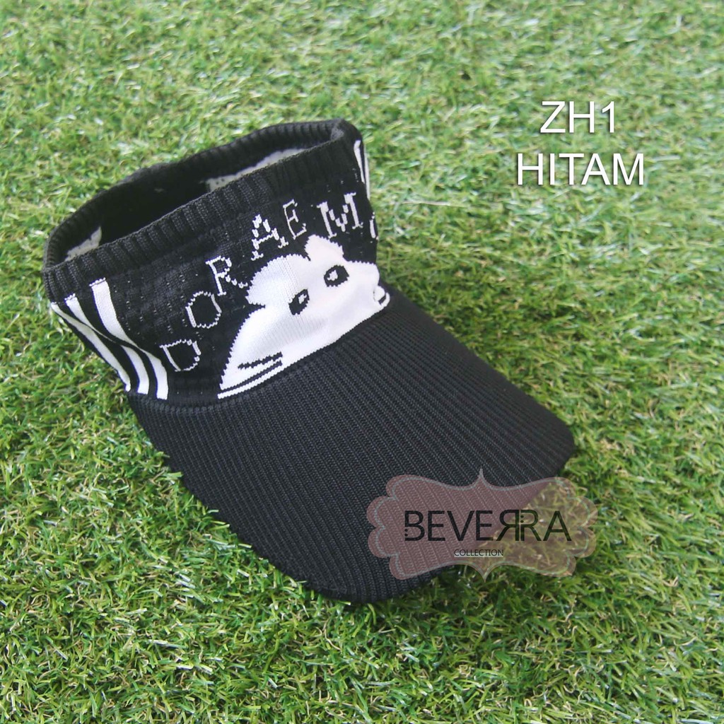 TOPI ANAK RAJUT VISOR PANTAI SUNSHADE MOTIF KARTUN BASEBALL ANTI UV ANAK KECIL LUCU LUCU - ZH-ZH1-Hitam