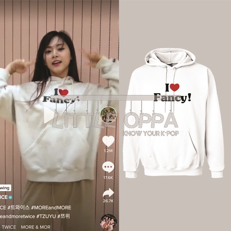 JACKET HOODIE KPOP IDOL FASHION  TWICE TZUYU I LOVE FANCY HOODIE