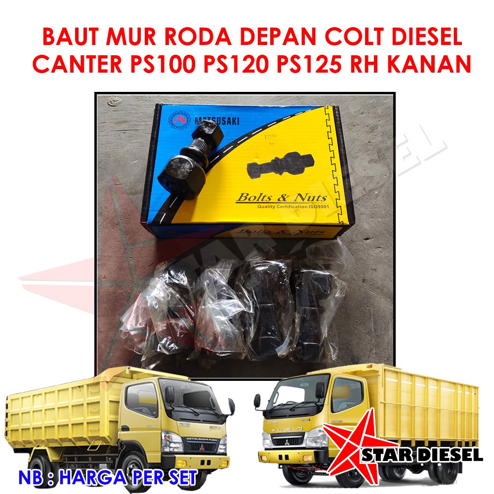 MUR RODA DEPAN CANTER BAUT RODA DEPAN CANTER KANAN BAUT MUR RODA DEPAN COLT DIESEL CANTER PS100 PS12