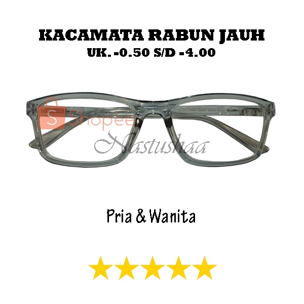 KACAMATA MINUS (-) UK. -0.50 S/D -4.00 FRAME ABU-ABU KOTAK KACAMATA RABUN JAUH UNTUK PRIA DAN WANITA NOCASE