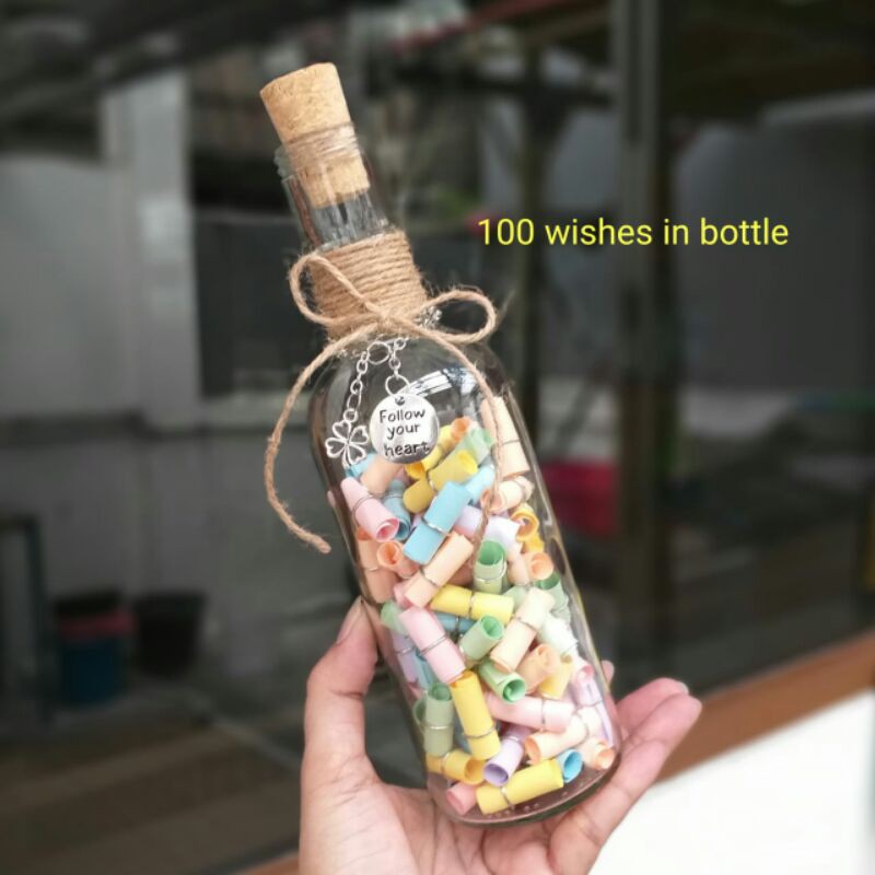 kado romantis wishes in bottle 100 pcs wish gulungan kertas hiasan botol led