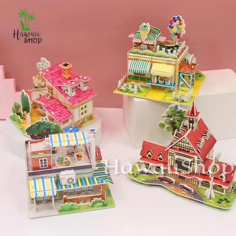 Puzzle 3D DIY bahan foam &amp; paper HOUSE VILLA mainan puzzle edukasi anak (kado,pajangan,dekorasi)