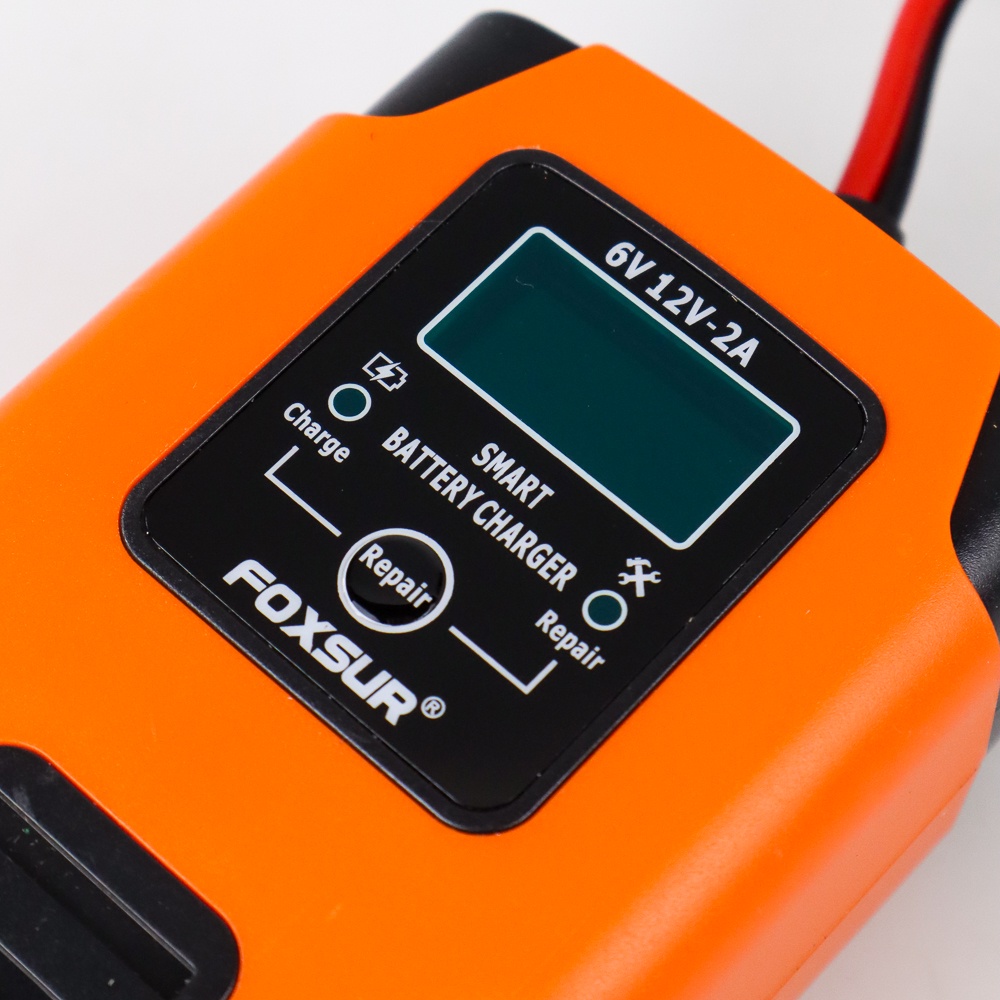GSSi Foxsur Charger Aki Mobil Lead Acid Smart Battery Charger 6v/12v 4-40ah - Fbc06 - Orange Or-i