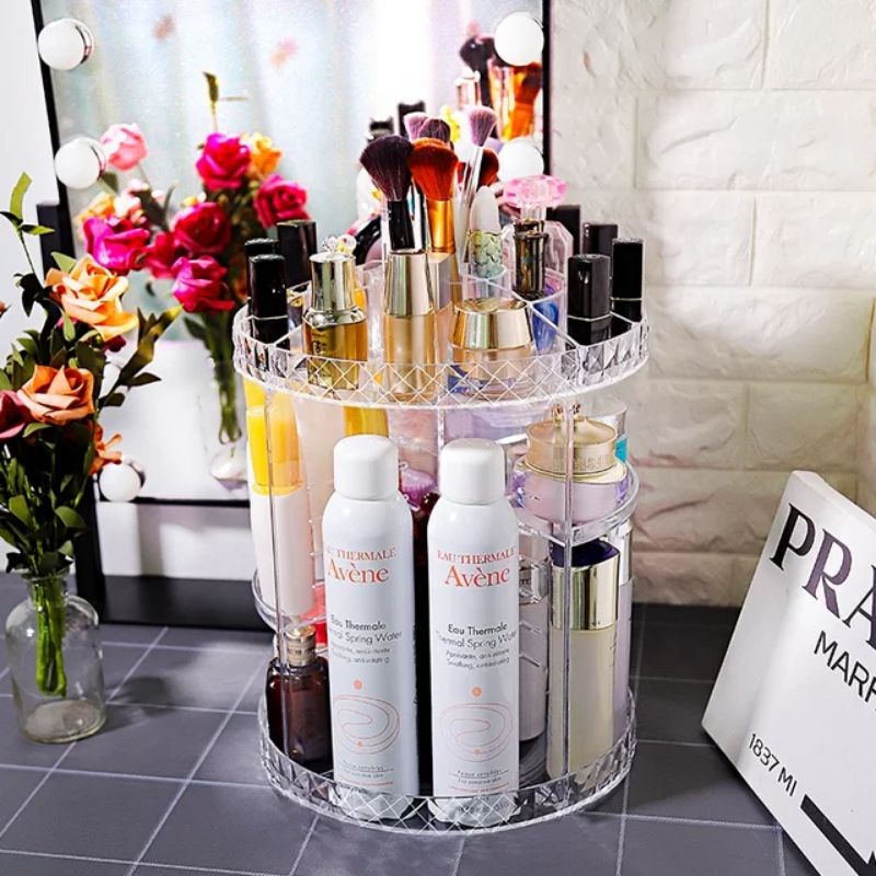 RAK KOSMETIK PUTAR - RAK ORGANIZER ACRYLIC TRANSPARANT 360 Derajat JN820