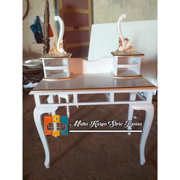 meja rias kartini tolet rias REAL PICT duco putih dan emas