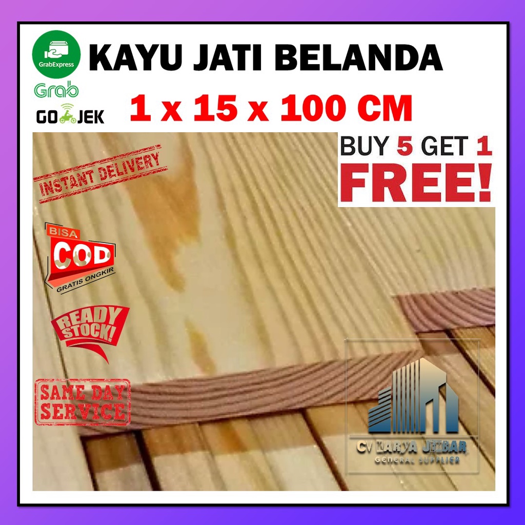 PAPAN KAYU PALET PINUS JATI BELANDA SERUT HALUS 1x15x100 CM Papan kayu Papan kayu lembaran 2 meter P