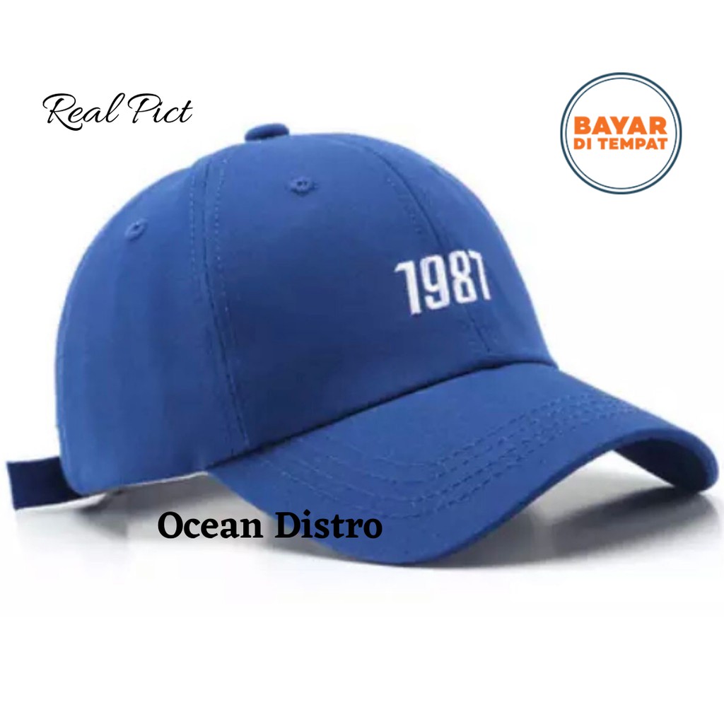 BANTING HARGA  Topi Baseball Bordir 1987 pria Dan Wanita Distro Original Keren 2021 / Topi Baseball Pria Dan Wanita Bordir 1987 / topi pria terlaris dan paling keren 2021 COD