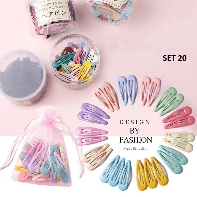 DK JEPIT CLIP Isi 20 / Simple Hair Pin Candy Simple / Jepit Poni Anak