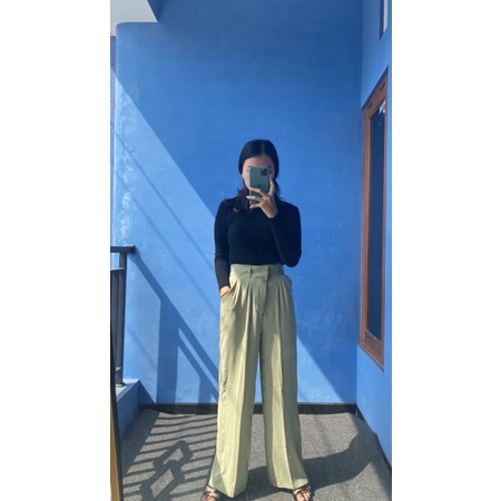 Celana Kulot Crrinkle Highwaist Wanita Loose Cullote Pants