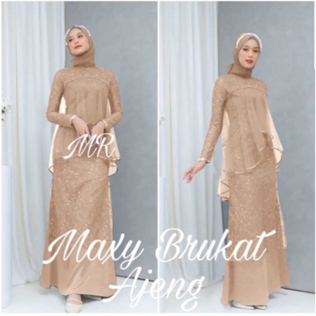 MAXI DRESS DUYUNG BRUKAT MODEL KEKINIAN LAYER BAHU ELEGAN GAMIS PESTA MERMAID FASHION MUSLIM TERBARU
