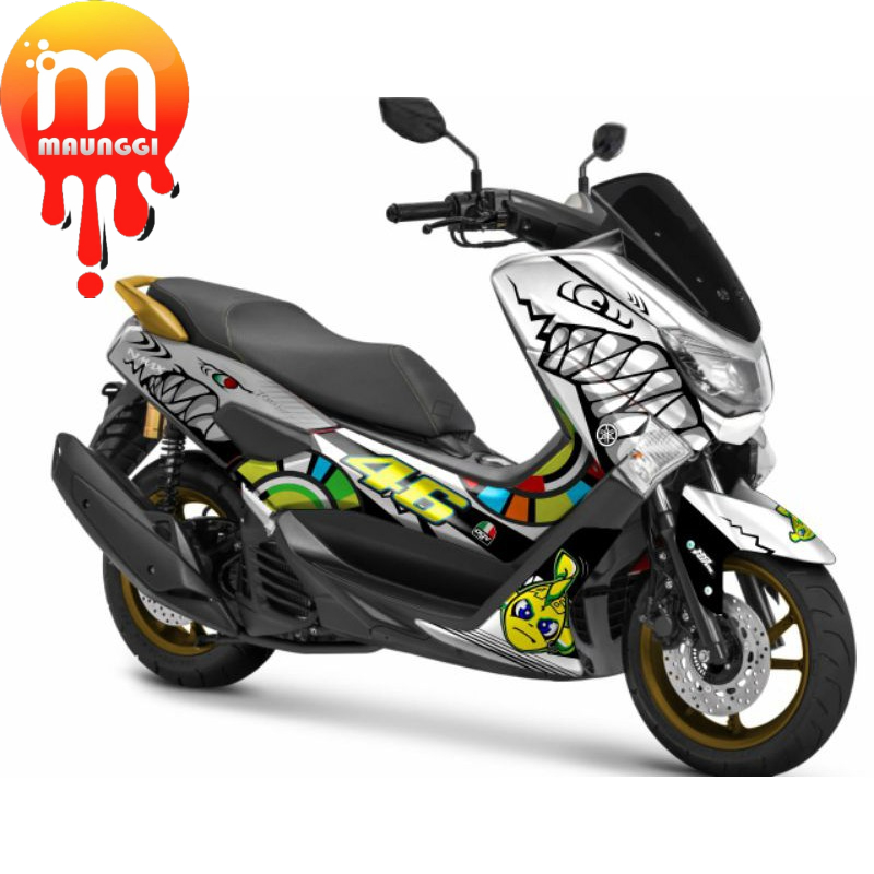 Striping nmax old 155 full body decal nmax full body motif shark  Stiker nmax putih Sticker full bod