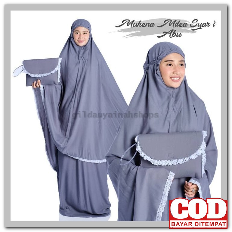 Mukena Mukenah Wanita Dewasa Bahan Sutra Premium Renda Bordir Mew ZU641 Mukena Dewasa Rayon Bali M