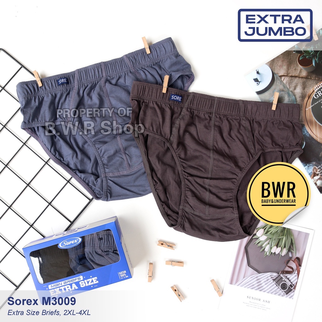 [ 3pc ] CD Sorex M 3009 EXTRA SIZE / M3009 Celana Dalam Pria Karet Kerut Jumbo | Bwr