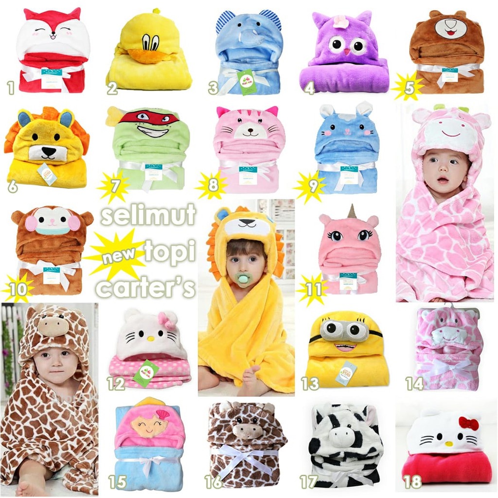 Selimut Bayi TOPI Double Fleece - Selimut Bulu Bayi Grosir Murah karakter kado bayi