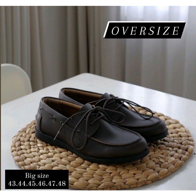 Sepatu Oxford Pria Big Size Shoes 43.44.45.46.47.48 Pantofel XFours JUMBO Kulit Brown, 44