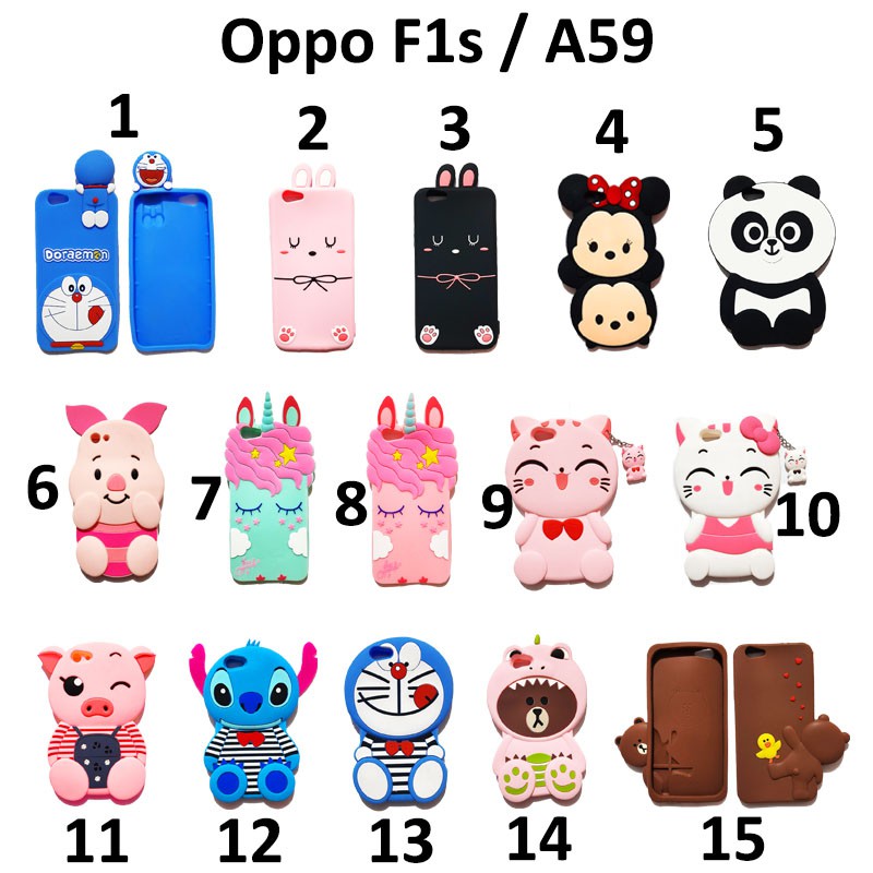 Silikon 3D karakter for OPPO F1S / A59 Silikon boneka lucu pelindung hp case tebal karet softcase lentur