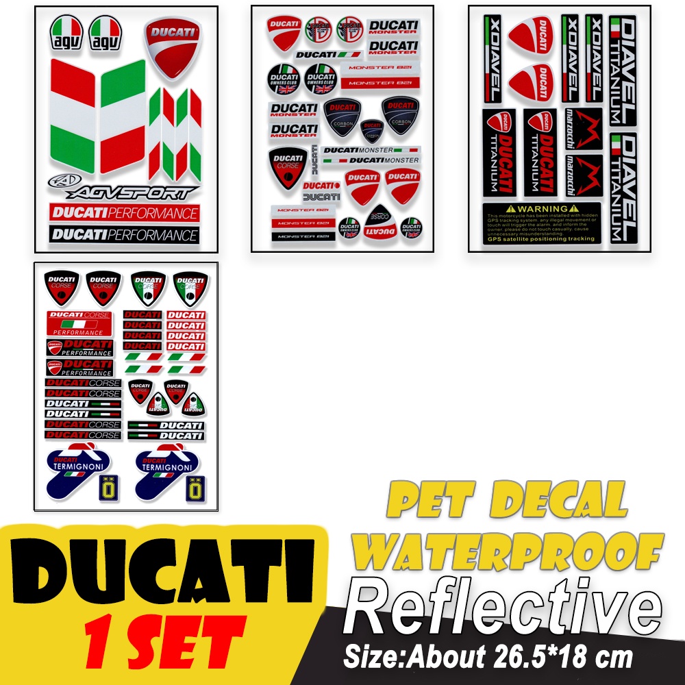 Ducati Logo Highly Reflective Helmet Sticker Motorcross Motorbike Decals Italian Flag Stickers