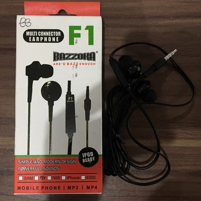 Earphone Bazzoka Hitam F1 Powerfull Sound Ipod Ready