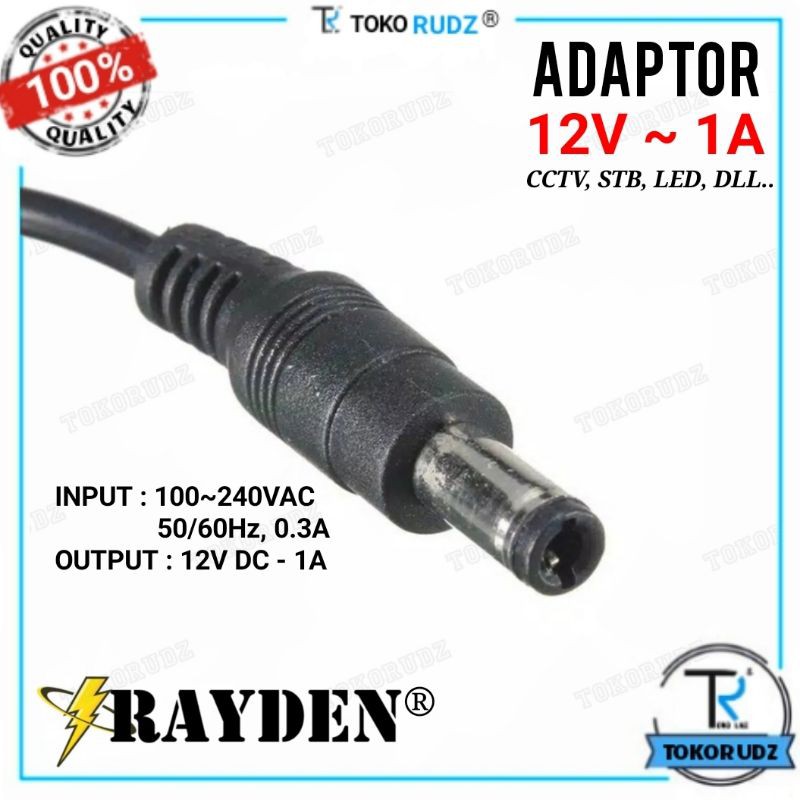 Adaptor DC 12V 1A Kabel Jek Jack CCTV STB Kamera Video Lampu LED C100